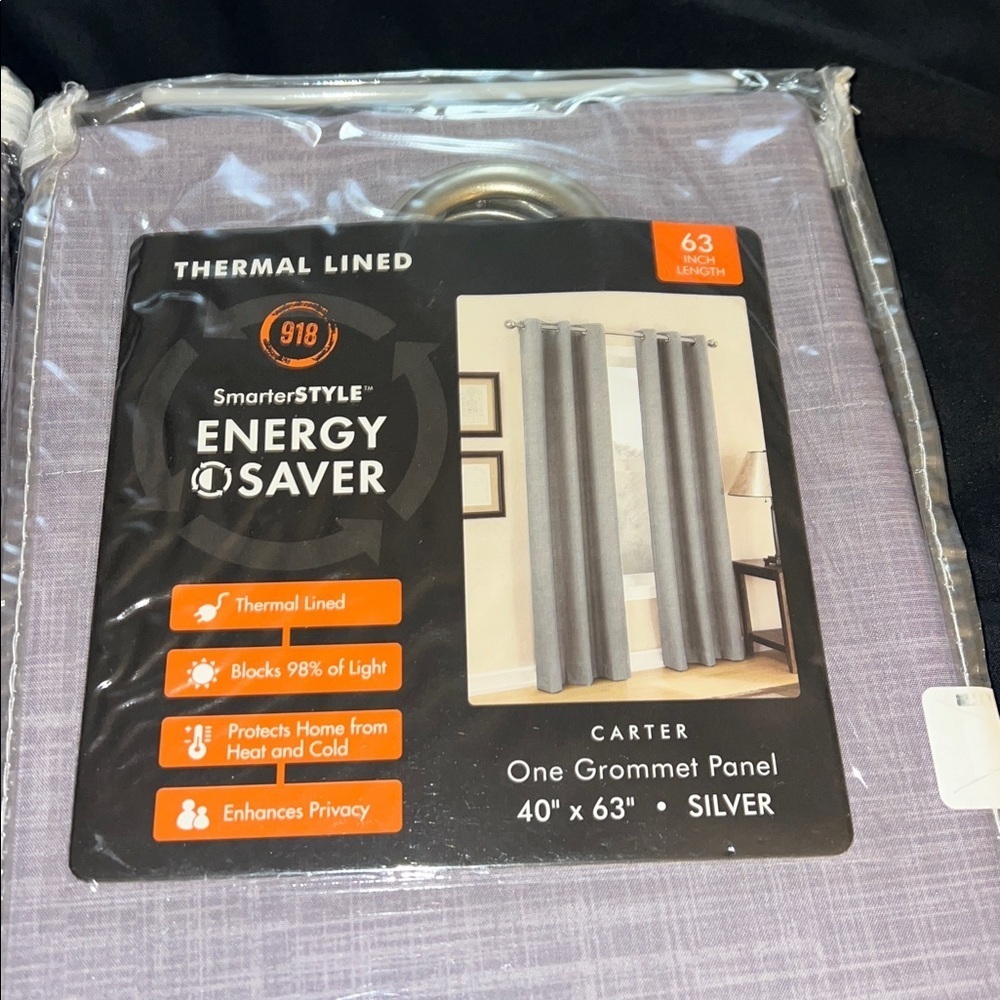 Carter Silver Energy-Saving Curtain Panel set of 2 - Picture 4 of 4
